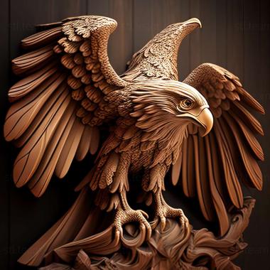 3D model eagle with wings ooks out of (STL)